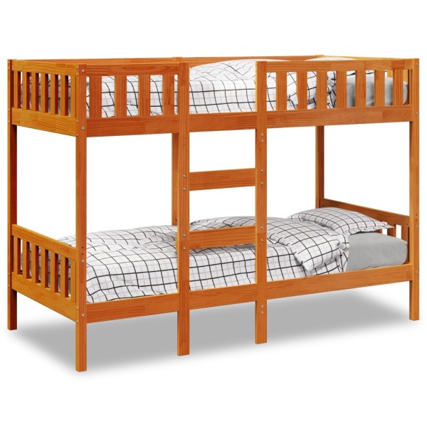 Bunk bed, wax brown, 90x200cm, solid pine wood