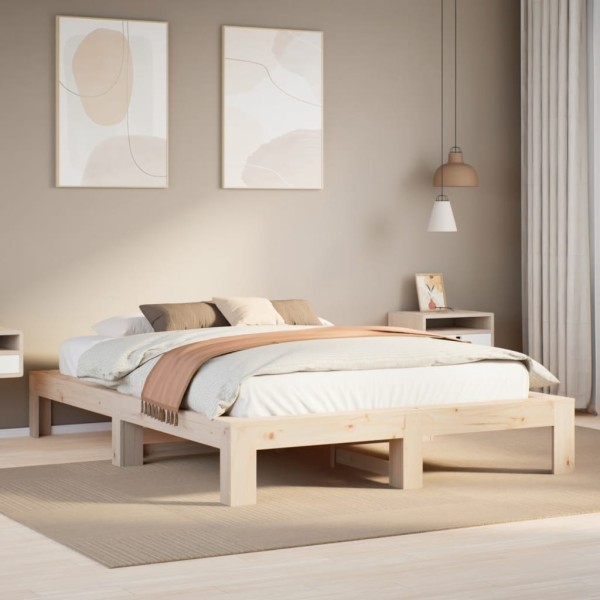 Bed frame without mattress, 140x200cm, solid pine wood