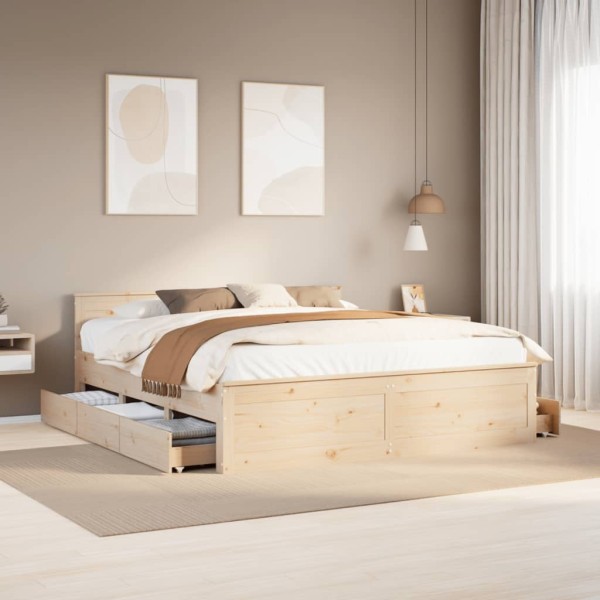 Bed frame without mattress with headboard, 180x200cm, pine