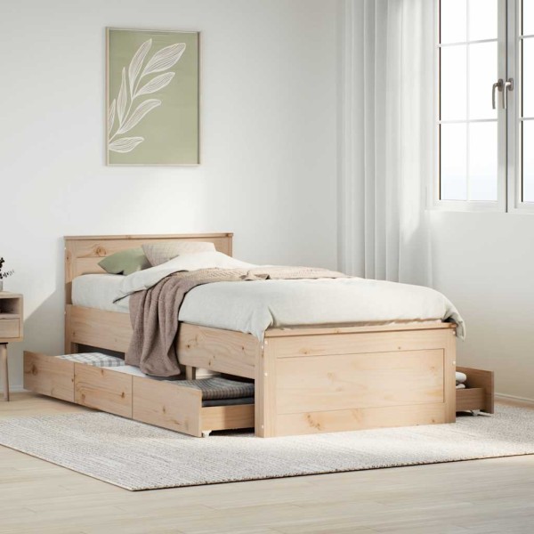 Bed frame without mattress with headboard, 90x190cm, pine