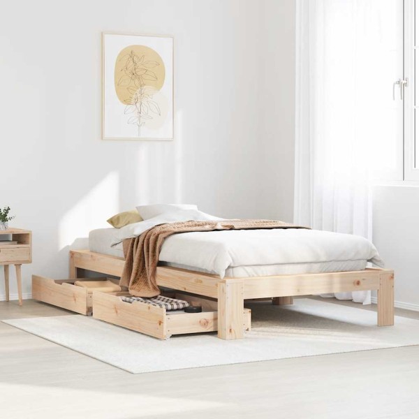 Bed frame without mattress, 90x190cm, solid pine wood
