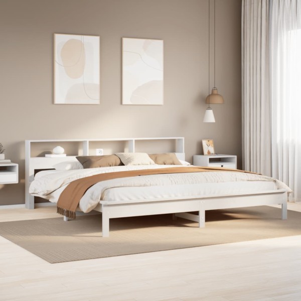 Bed frame without mattress, white, 180x200cm, solid pine