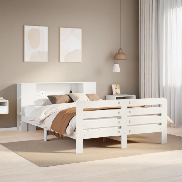 Bed frame without mattress, white, 135x190cm, solid pine