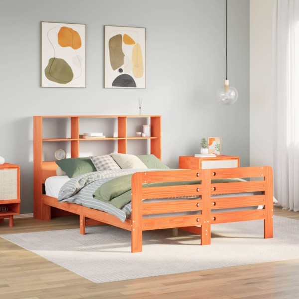 Bed frame without mattress, wax brown, 135x190cm, solid pine