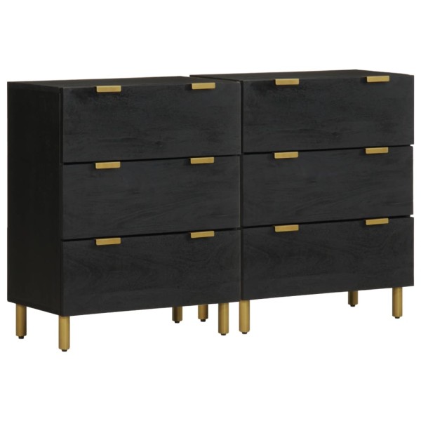 sideboards 2 pcs Black 60x33x75 cm processed wood