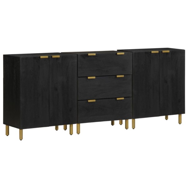 3 piece sideboard black engineered wood