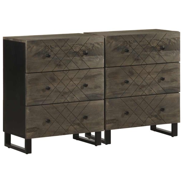 sideboards 2 pcs black 60x33x75 cm solid mango wood