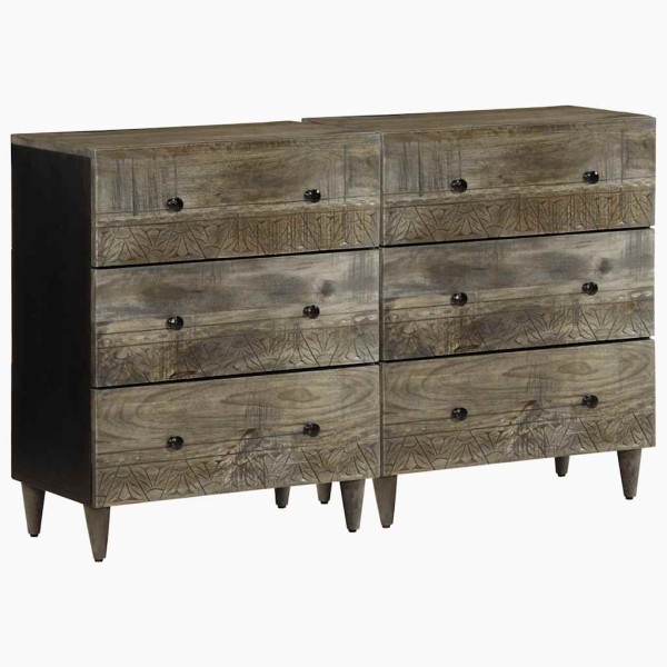 sideboards 2 pcs Light gray 60x33.5x75 cm solid mango wood