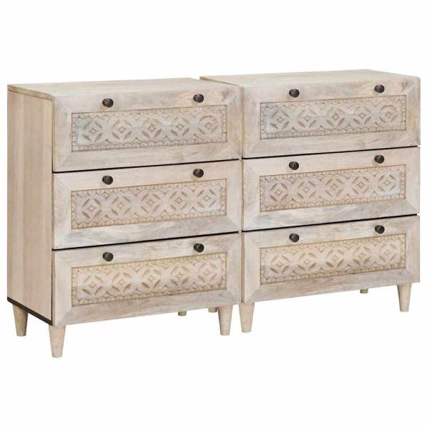 Cabal 2 pcs White 120 x 33.5 x 75 cm solid mango wood