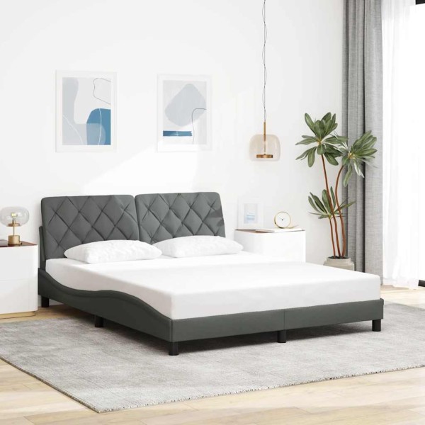 Bed frame without mattress, dark gray, 160x200cm, fabric