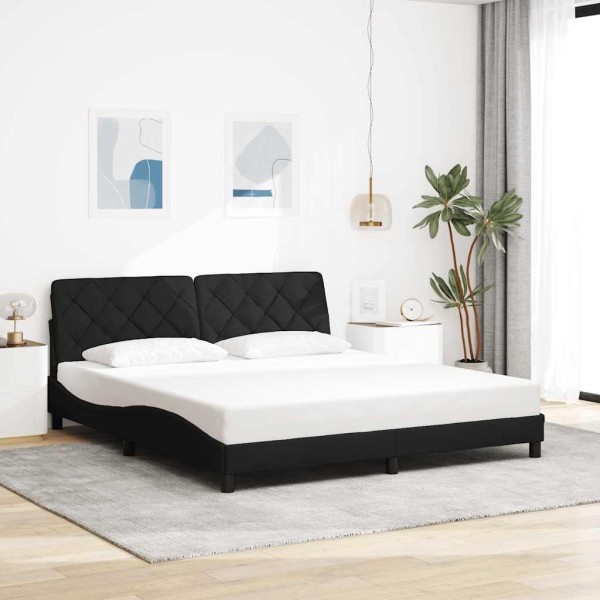 Bed frame without mattress, black, 180x200cm, fabric
