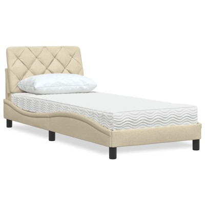 Bed with mattress, cream...