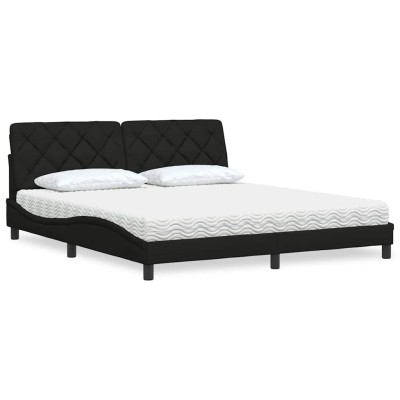 Bed with mattress, black,...
