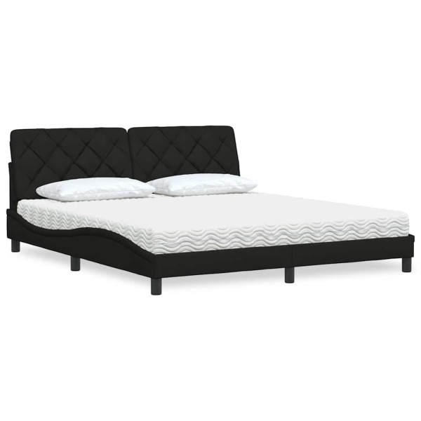 Bed with mattress, black, 180x200cm, fabric