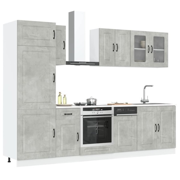 Kitchen cabinet set, 8 pieces, Kalmar, concrete grey