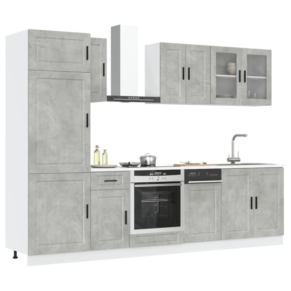 Kitchen cabinet set, 8 pieces, Kalmar, concrete grey