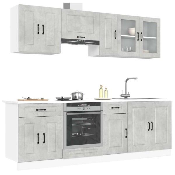 Kitchen cabinet set, 8 pieces, Kalmar, concrete grey