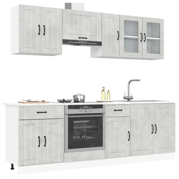 Set of kitchen cabinets, 8 pieces, Lucca, concrete gray