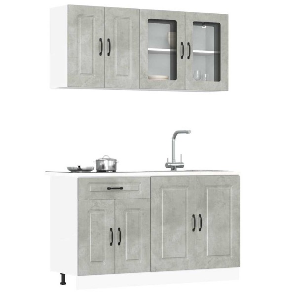 Kitchen cabinet set, 4 pieces, Kalmar, concrete grey