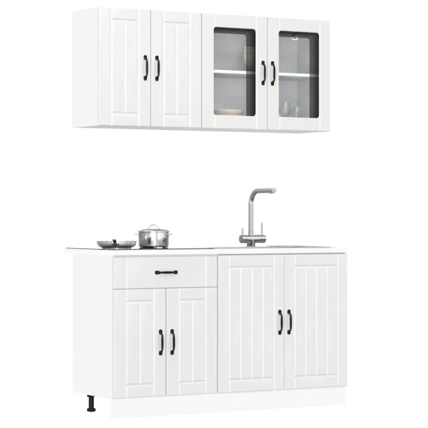 Set of kitchen cabinets, 4 pieces, Lucca, white