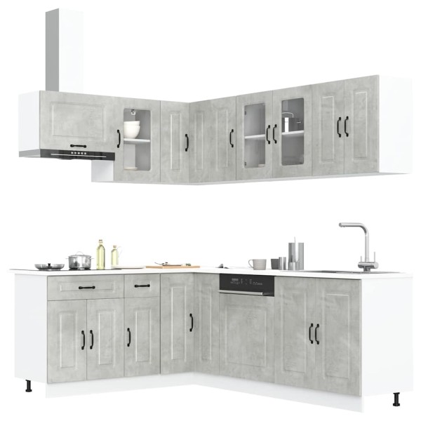 Kitchen cabinet set, 11 pieces, Kalmar, concrete grey