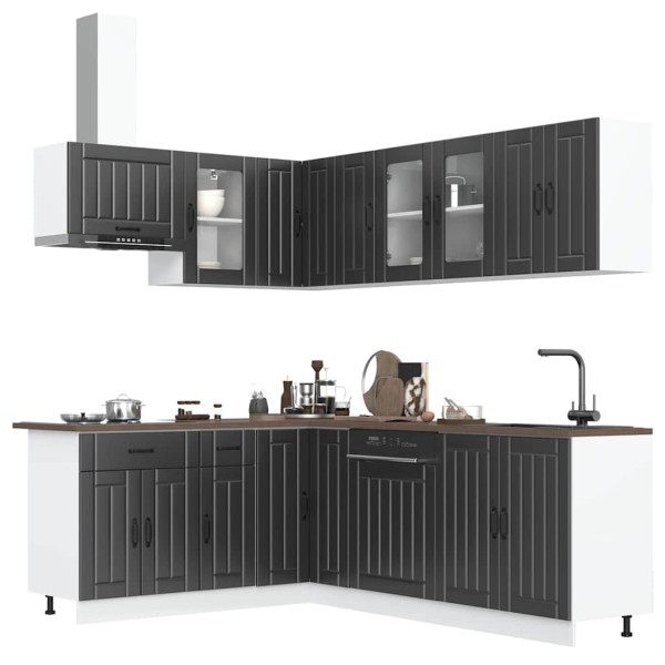 Kitchen cabinet set, 11 pieces, Lucca, black