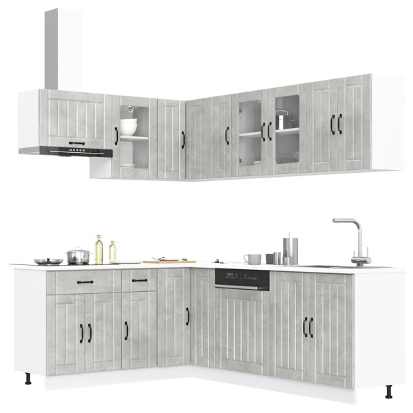 Kitchen cabinet set, 11 pieces, Lucca, concrete grey
