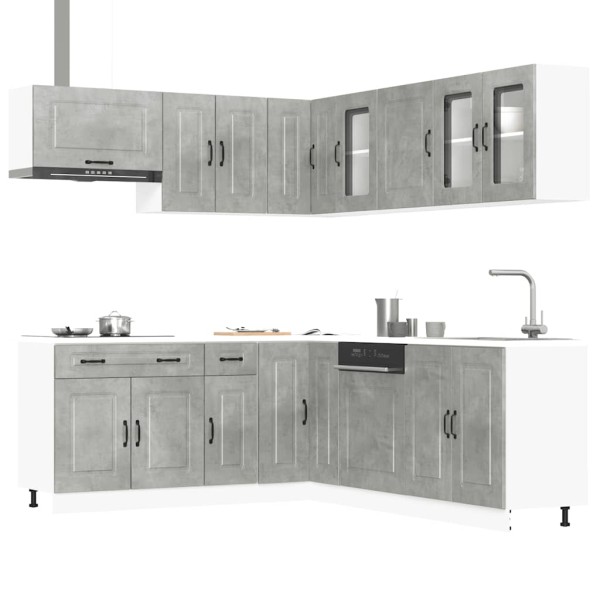 Kitchen cabinet set, 11 pieces, Kalmar, concrete grey