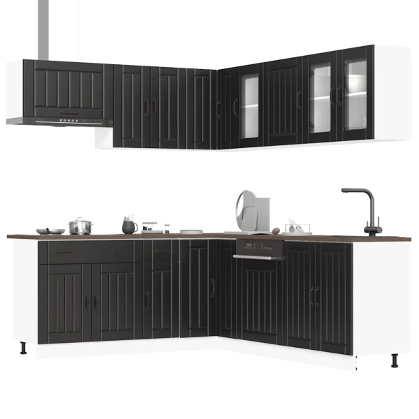 Kitchen cabinet set, 11 pieces, Lucca, black
