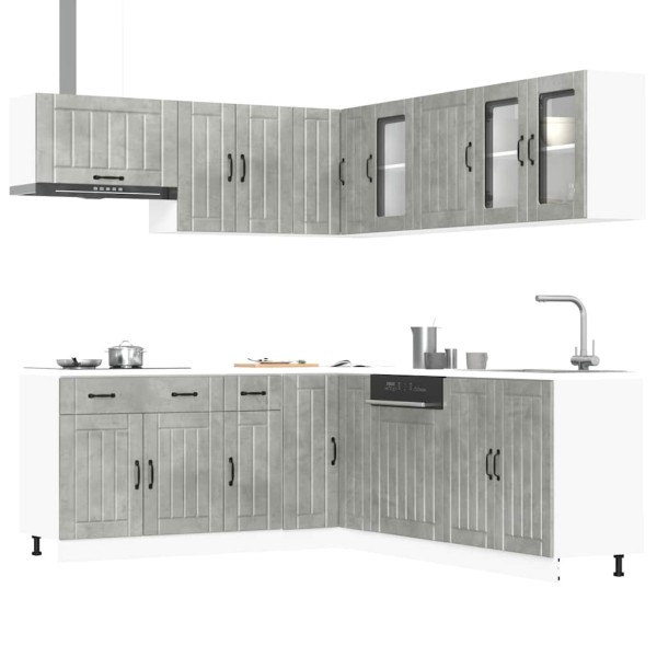 Kitchen cabinet set, 11 pieces, Lucca, concrete grey