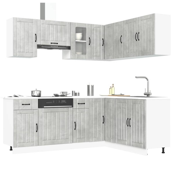 Kitchen cabinet set, 11 pieces, Kalmar, concrete grey