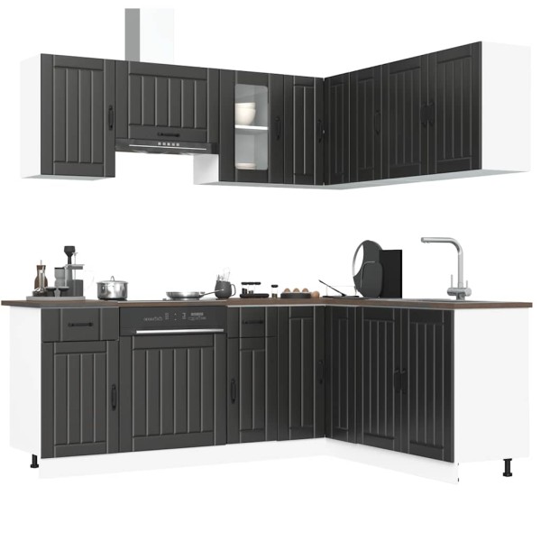Kitchen cabinet set, 11 pieces, Lucca, black