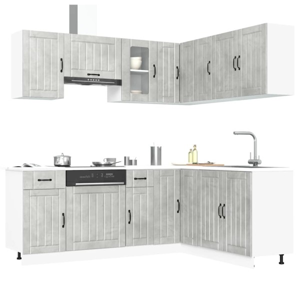 Kitchen cabinet set, 11 pieces, Lucca, concrete grey