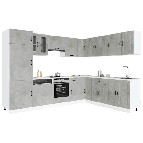 Kitchen cabinet set, 14 pieces, Kalmar, concrete grey