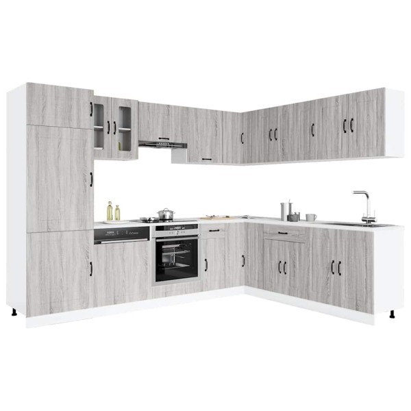 Kitchen cabinet set, 14 pieces, Kalmar, gray