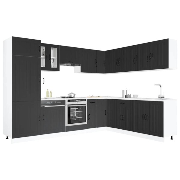 Kitchen cabinet set, 14 pieces, Lucca, black