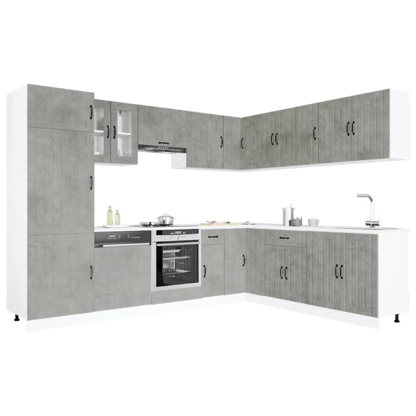 Kitchen cabinet set, 14 pieces, Lucca, concrete grey