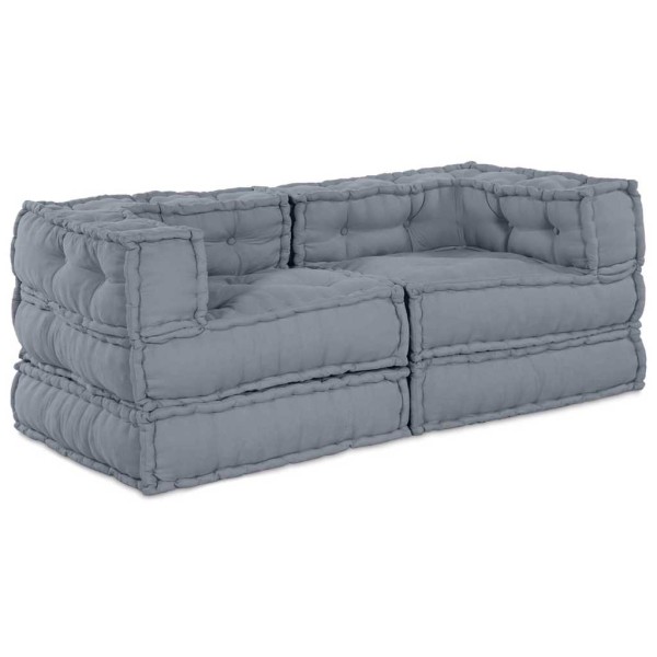 Modular sofa 2 pcs Gray 140 x 70 x 56 cm Fabric