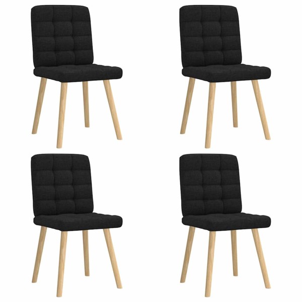 Dining room chairs, 4 pcs., black, fabric