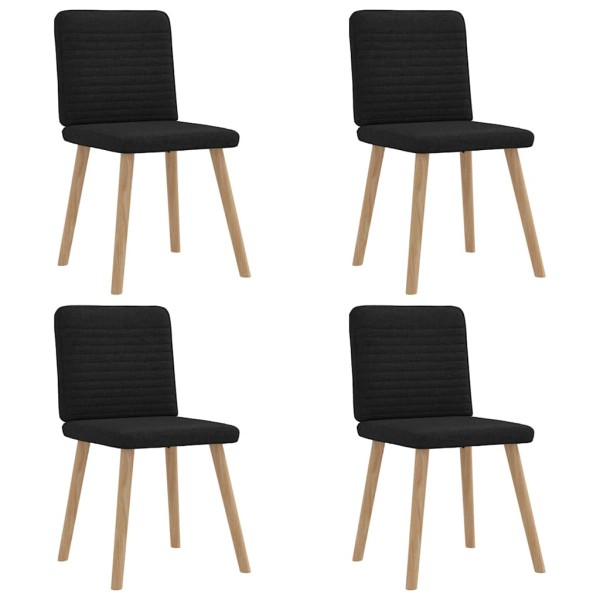 Dining room chairs, 4 pcs., black, fabric
