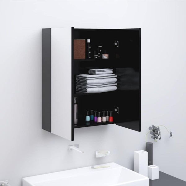 Mirror bathroom cabinet, anthracite color, 60x15x75cm, MDF