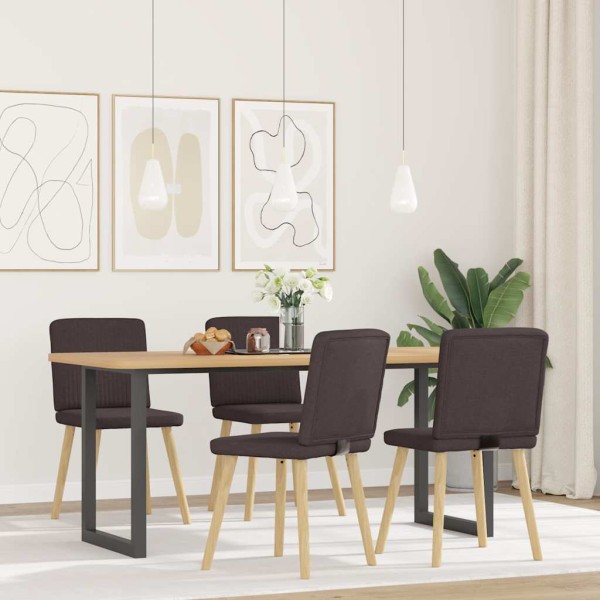 Dining room chairs, 4 pcs., dark brown, fabric