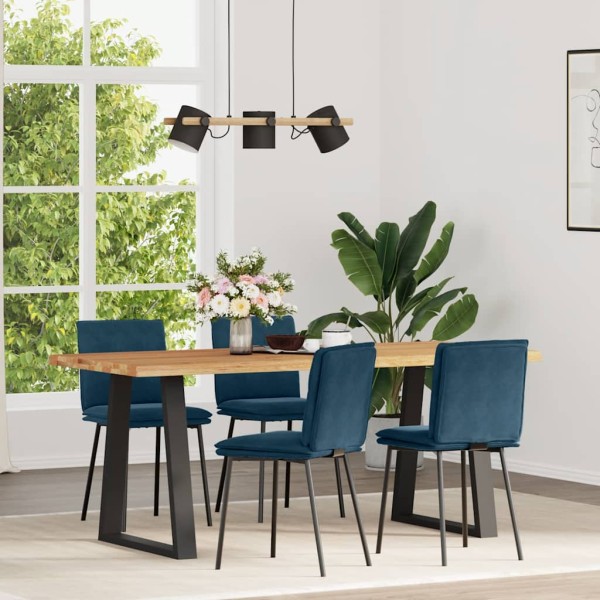 Dining room chairs, 4 pcs., blue, velvet