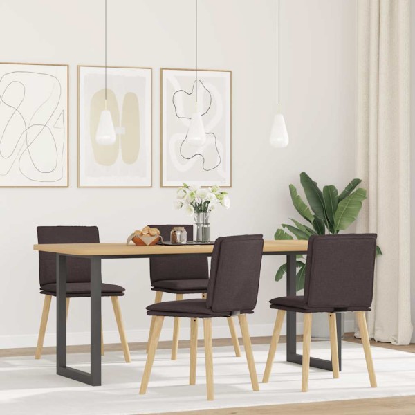 Dining room chairs, 4 pcs., dark brown, fabric