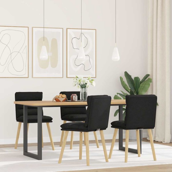 Dining room chairs, 4 pcs., black, fabric