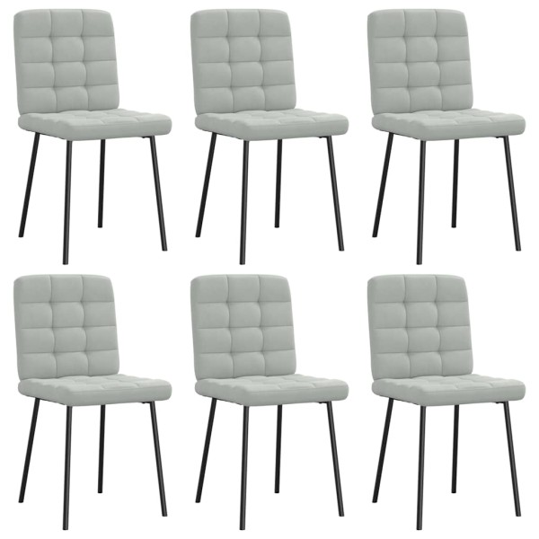 Dining room chairs, 6 pcs., light gray, velvet