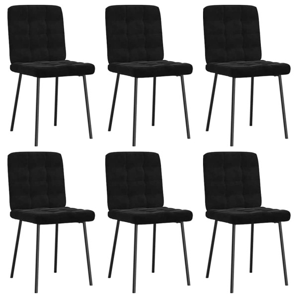 Dining room chairs, 6 pcs., black, velvet