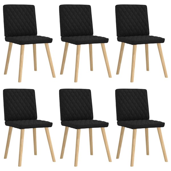 Dining room chairs, 6 pcs., black, fabric
