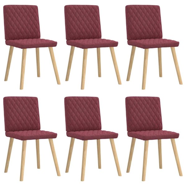Dining chairs, 6 pcs., red wine color, fabric