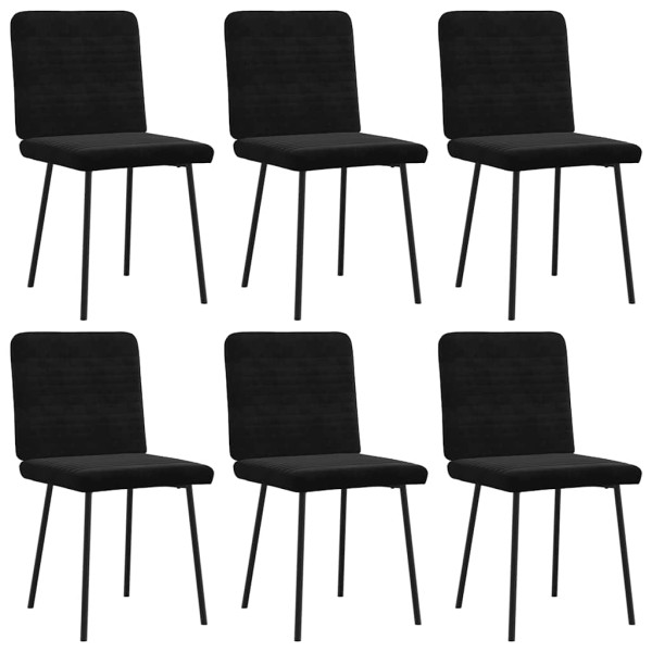 Dining room chairs, 6 pcs., black, velvet